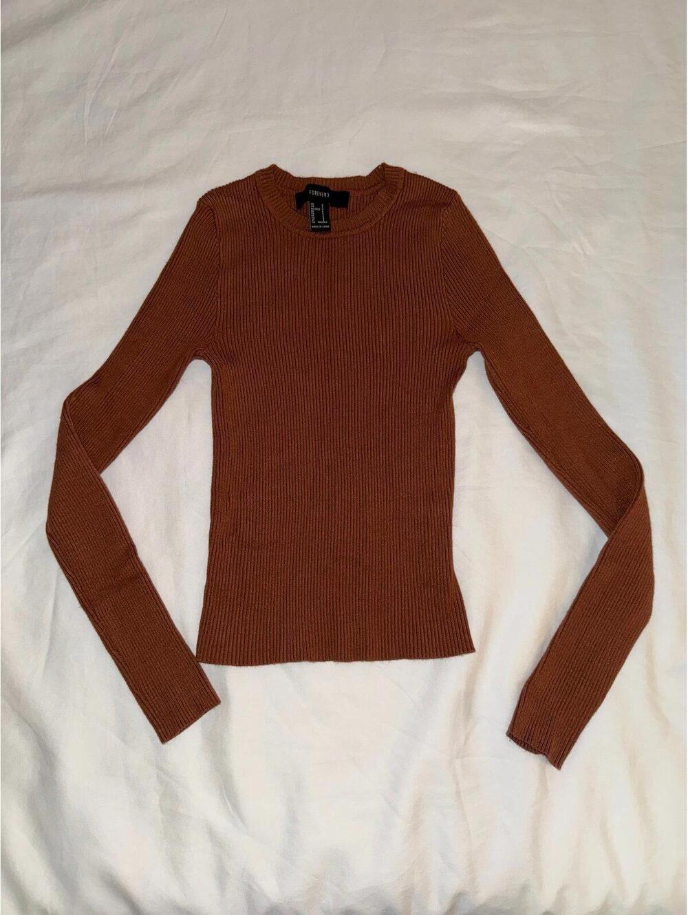 Forever 21 Burnt Orange Knit Long Sleeve Sweater Small